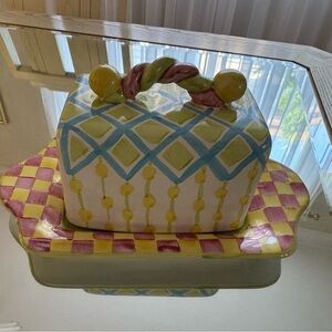 Mackenzie-child’s Colorful Ceramic Butter Dish with Lid